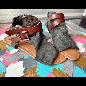 Size 6 charcoal sandals brand new